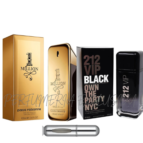 One million + 212 vip black + perfumero